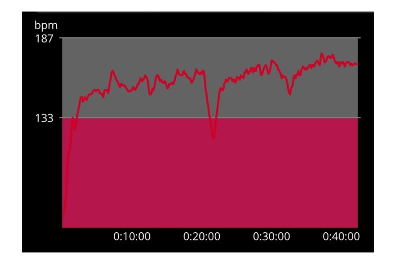 Частота сердечных сокращений, измеренная нагрудным ремнем Polar H10.